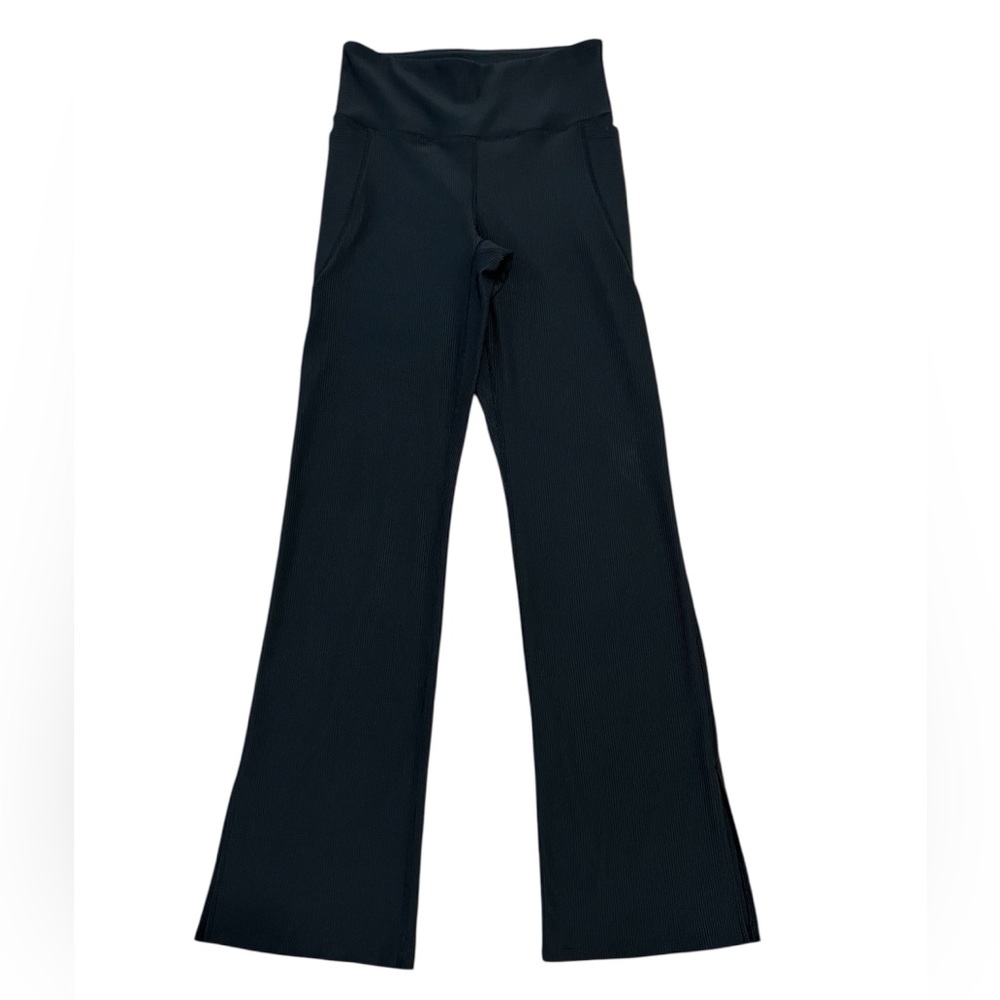 FREELY women’s HAVEN RIB FLARE PANTS black size SMALL EUC with ankle slits